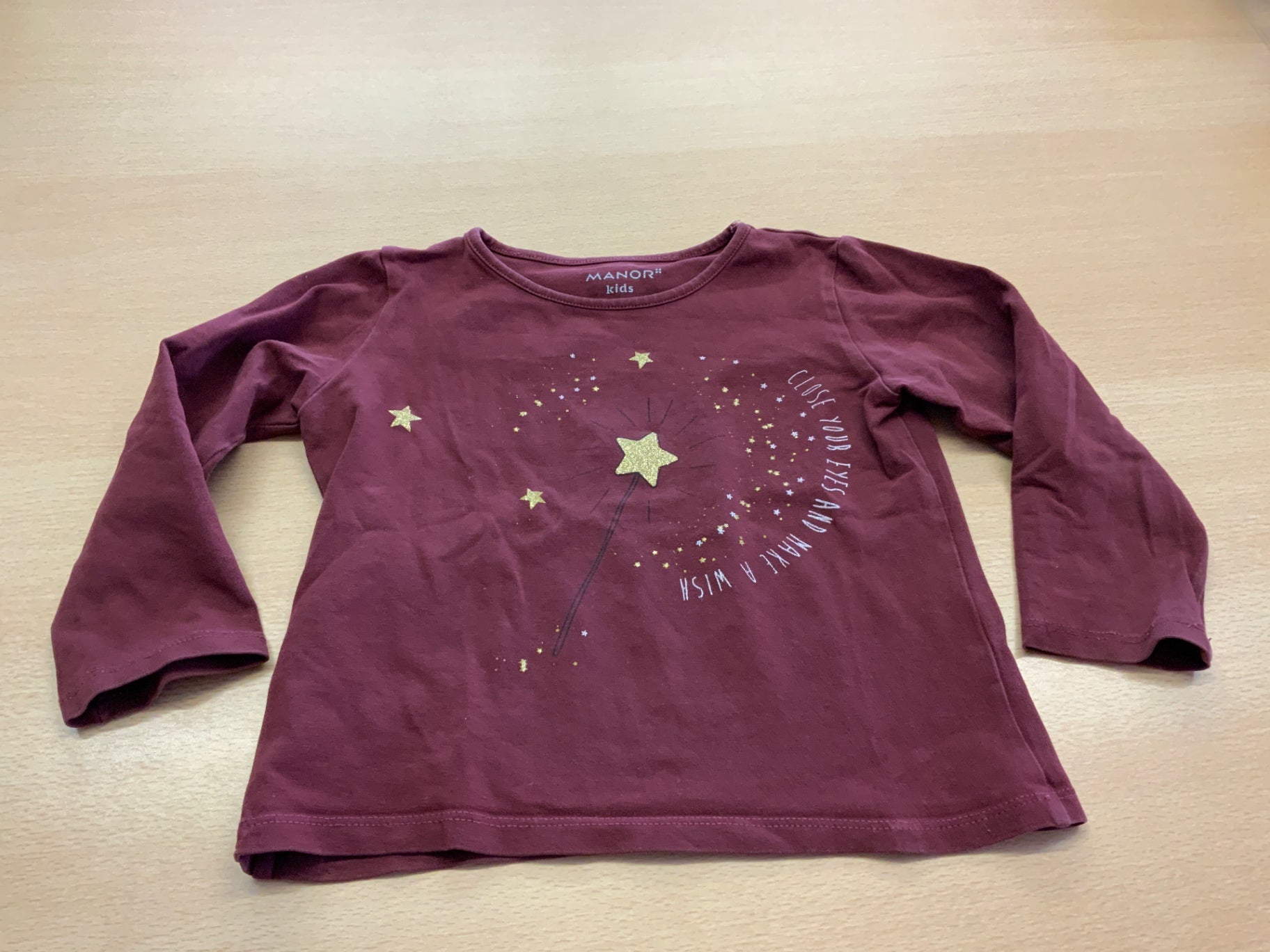 MANOR Langarmshirt 98/104 Bordeauxrot