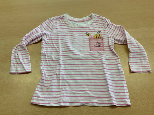 Langarm-Shirt 98 Weiß und Pink gestreift