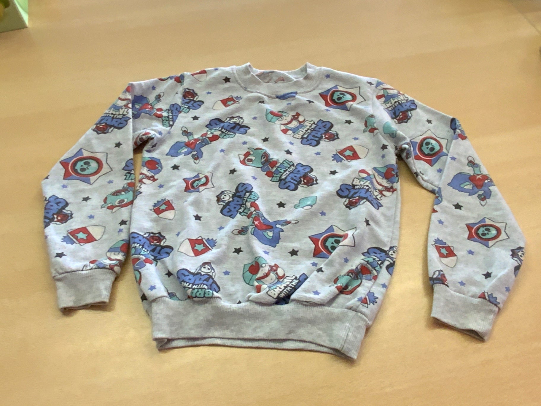 Nicht spezifiziert Pullover 110/116 Grau mit bunten Mustern