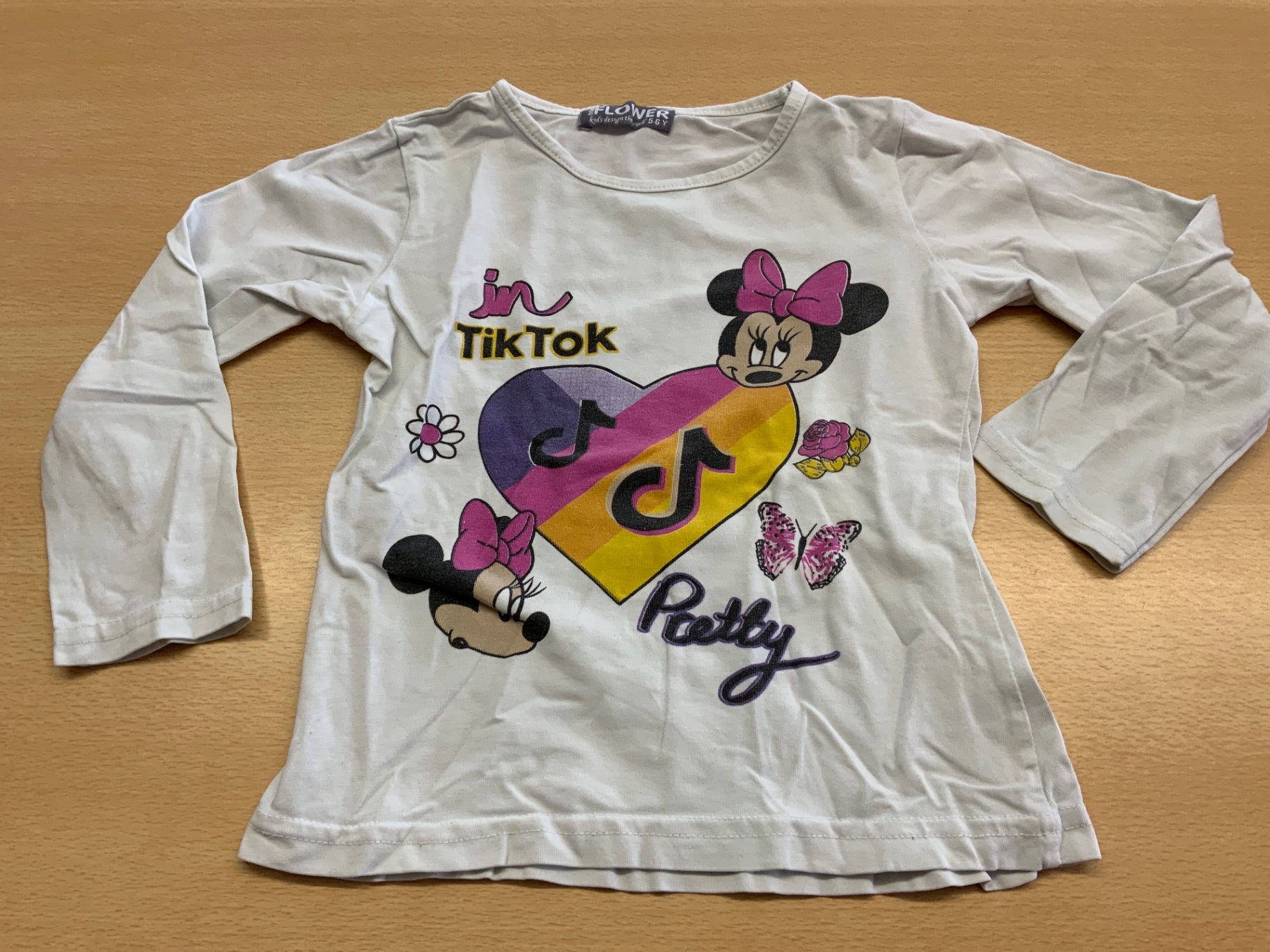 FLOWER Langes T-Shirt 110/116 Weiß