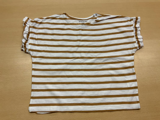 Manor T-Shirt 110/116 Beige und Weiß gestreift