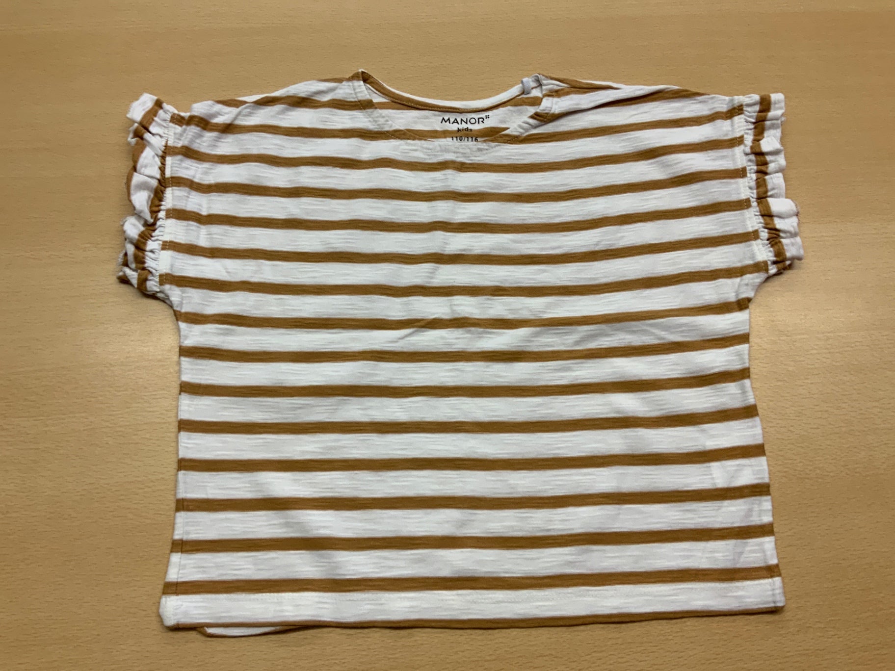 Manor T-Shirt 110/116 Beige und Weiß gestreift