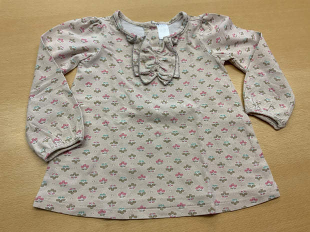  Bluse 104 Beige mit Blumenmuster in Pink, Grau und Blau
