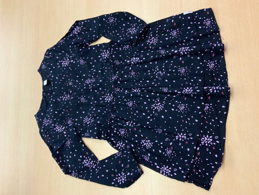  Kleid 104/110 Dunkelblau mit lila und rosa Mustern