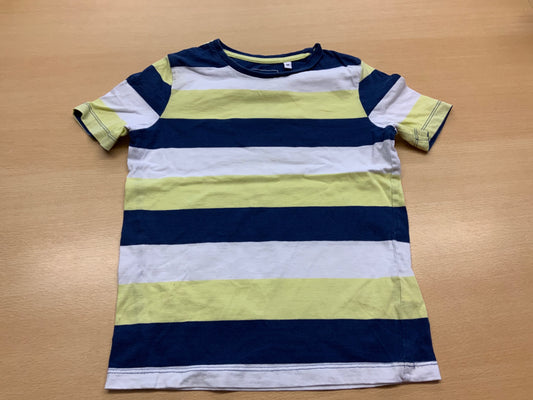 T-Shirt 128 Blau, Weiß, Hellgelb