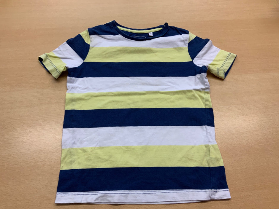 T-Shirt 128 Blau, Weiß, Hellgelb