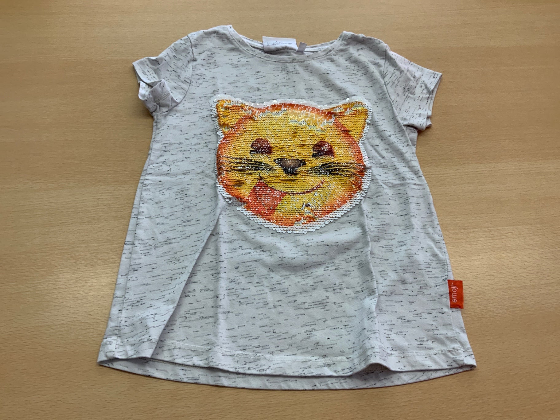 emoji T-Shirt 134/140 Grau mit buntem Tier-Motiv