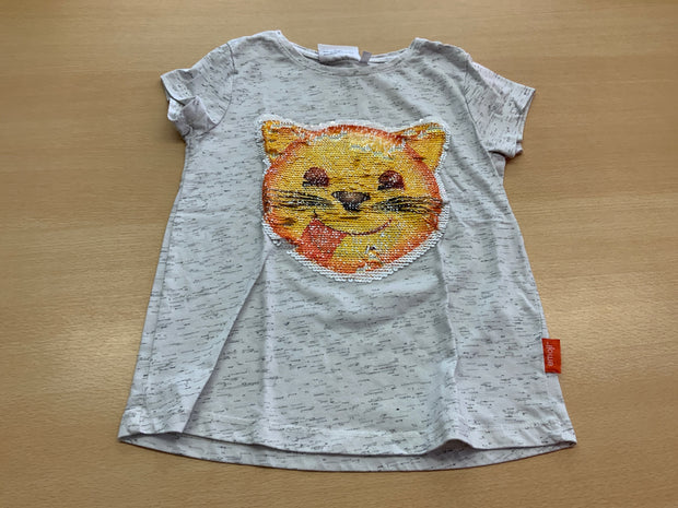 emoji T-Shirt 134/140 Grau mit buntem Tier-Motiv
