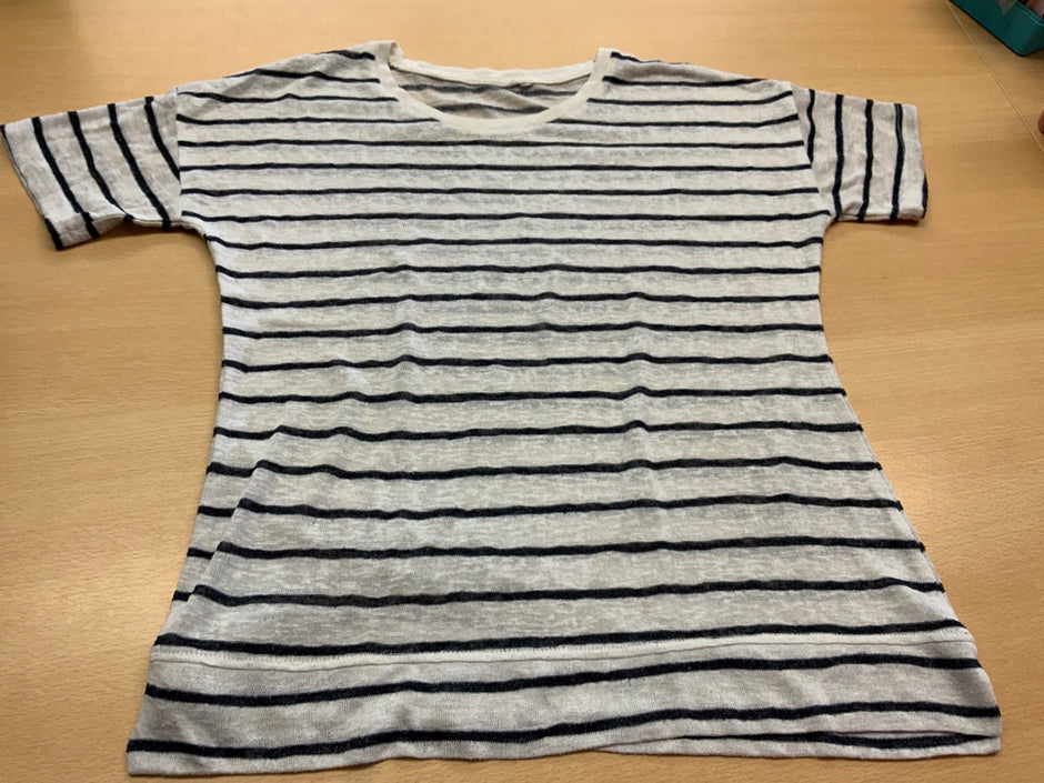 T-Shirt M Weiss mit schwarzen Streifen