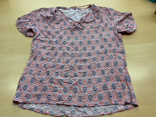Bluse S Rot, Weiß, Blau