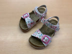 Unbekannt Sandalen 25 Weiß mit Blumenmuster in Pink, Grün und Blau