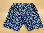 KIDS Shorts 116 Dunkelblau mit floralem Muster in Lila, Mint und Weiß