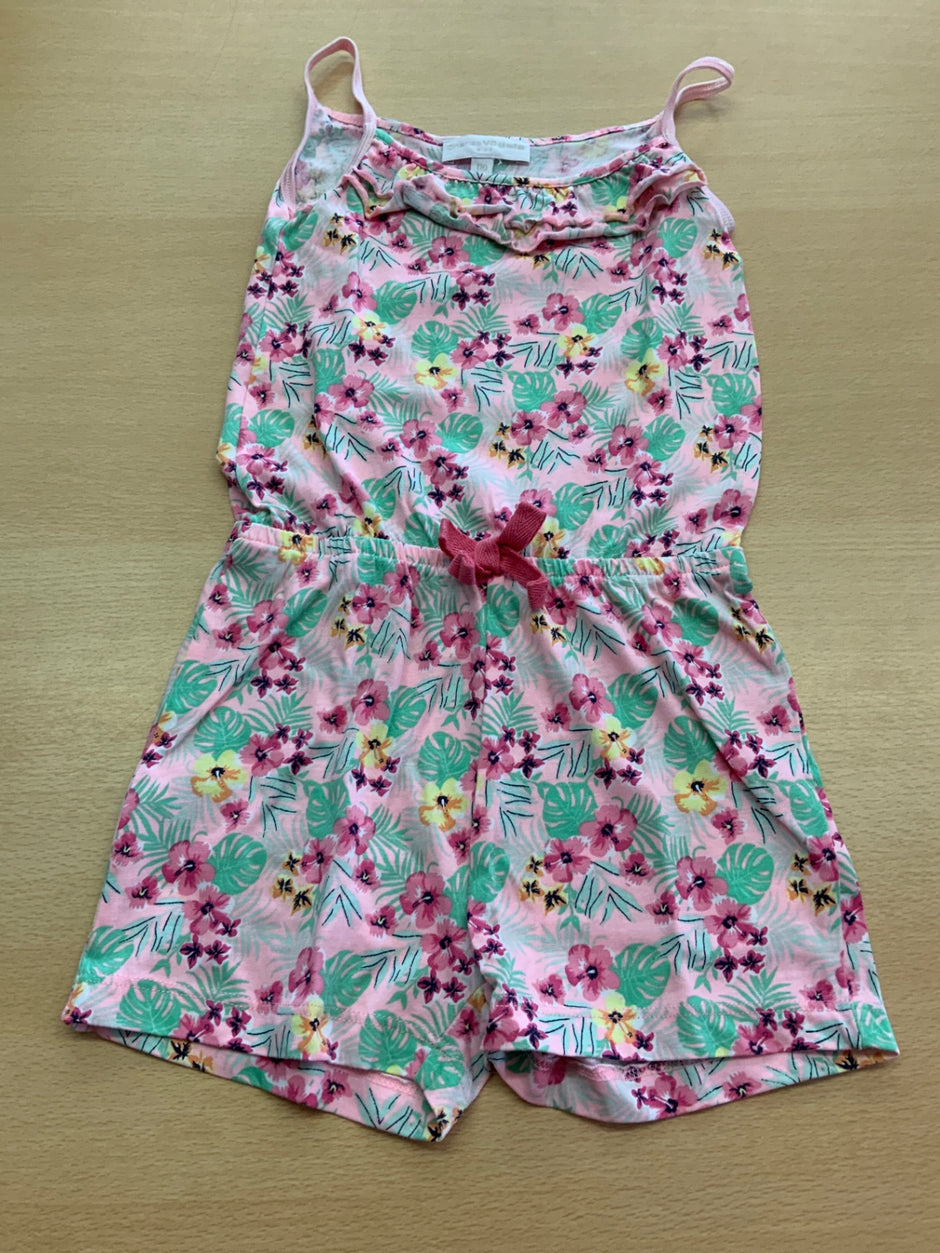Jumpsuit 110 Rosa mit bunten Blumen