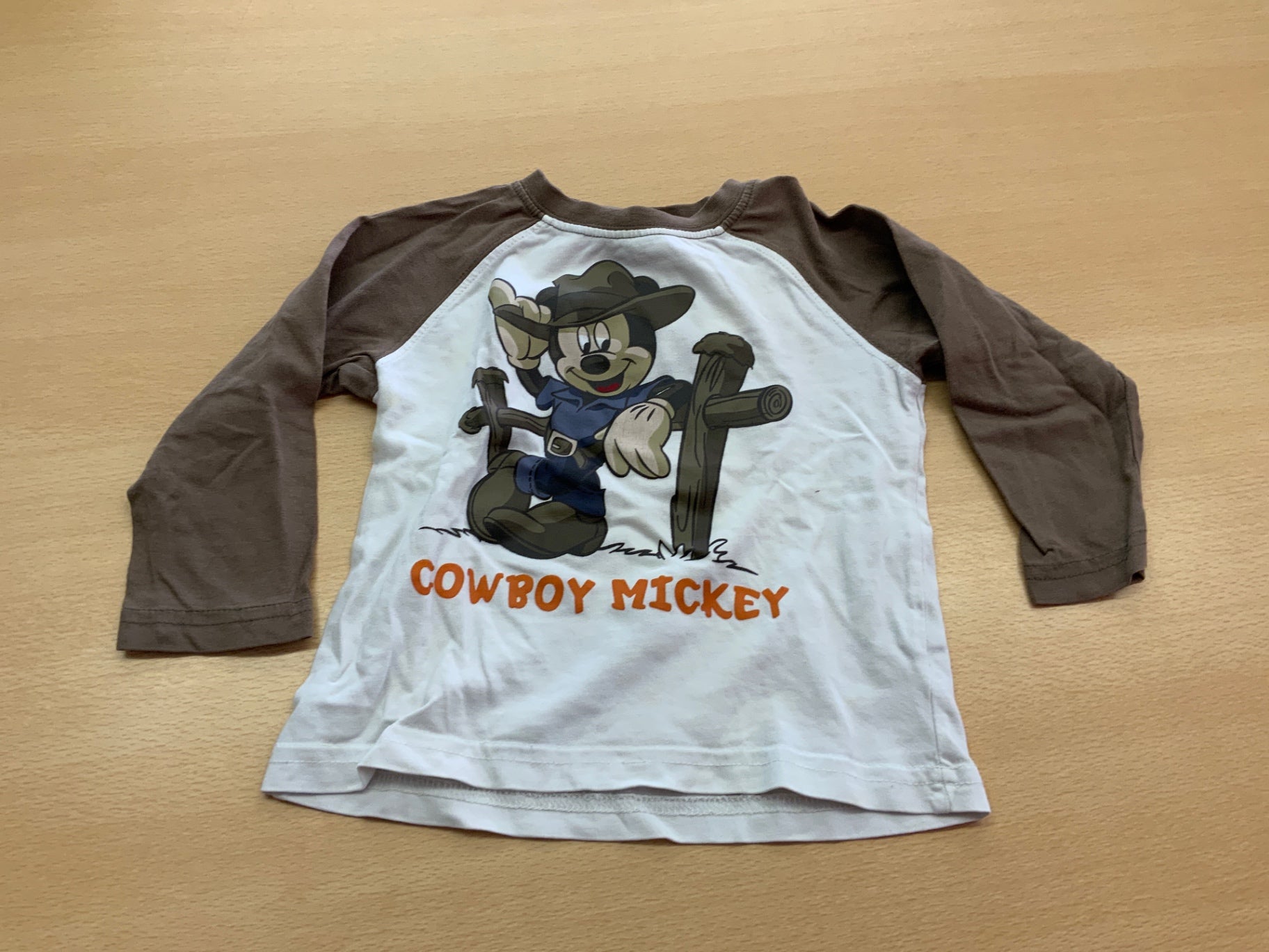 Langarmshirt 86 Weiß und Braun