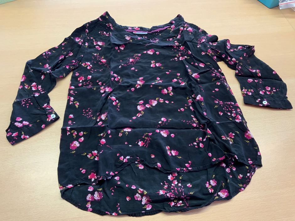 Street One Bluse 34 Schwarz mit Pink und Weiß