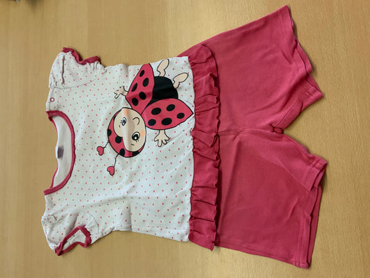 Pyjama 98 Rosa, Weiß mit Rot