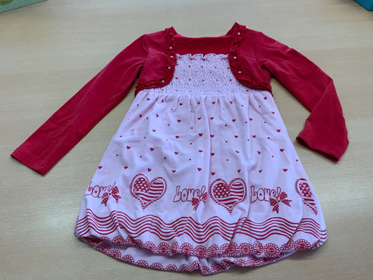 Kleid 116 Weiß und Rot