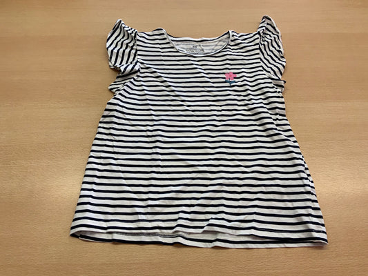 H&M T-Shirt 134/140 Weiß und Schwarz gestreift