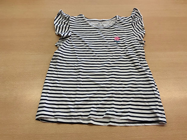 H&M T-Shirt 134/140 Weiß und Schwarz gestreift