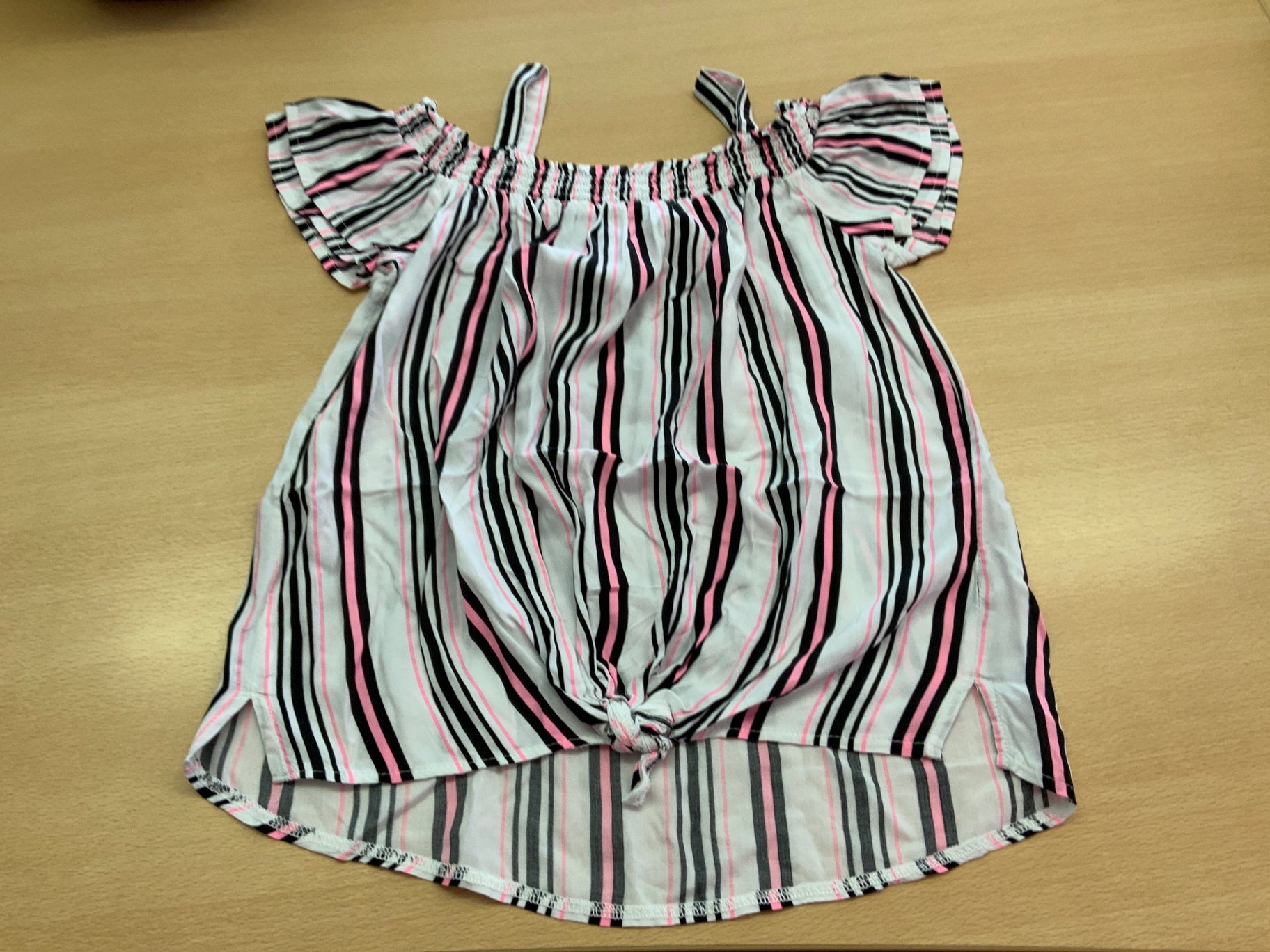 Bluse 134/140 Weiß, Schwarz, Pink