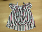 Bluse 134/140 Weiß, Schwarz, Pink