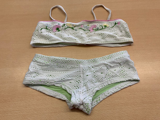 Bikini 134/140 Weiß mit Pastellfarben