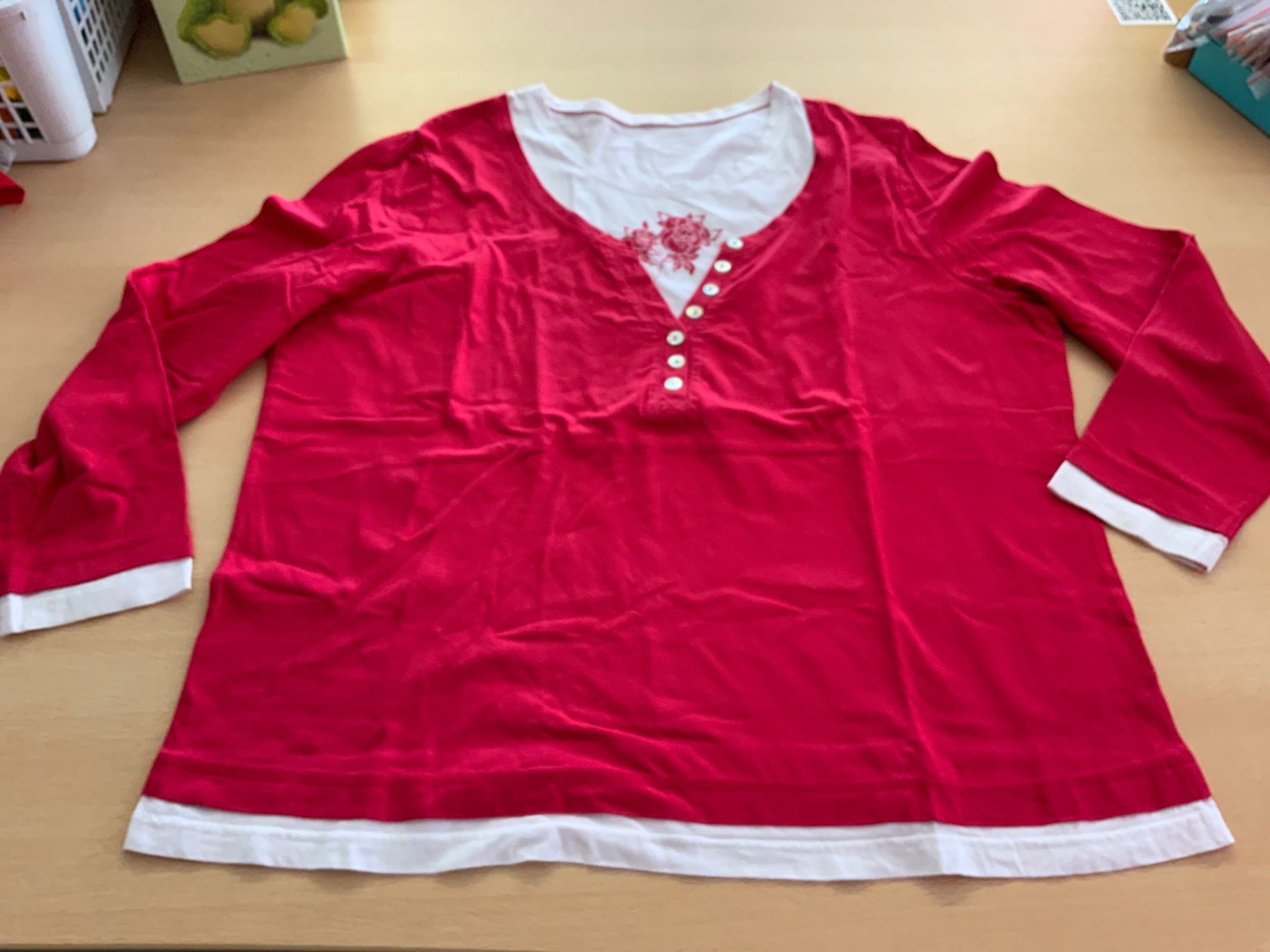  Langarmshirt XXL Rot und Weiß