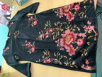  Kleid XL Schwarz mit pink-goldfarbenen Blumenmuster