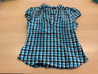 Bluse XL Blau, Schwarz, Weiß
