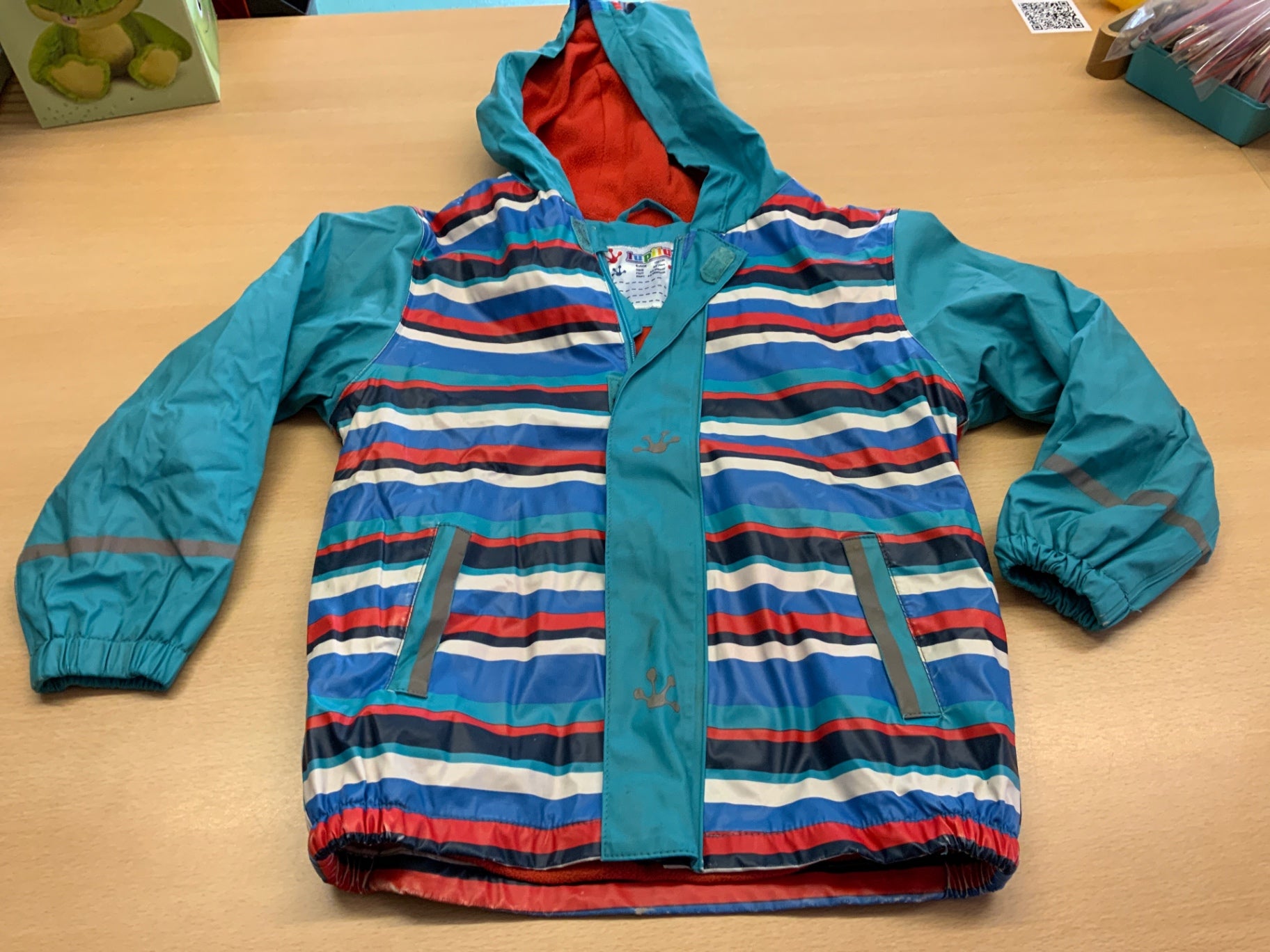 Regenjacke 122/128 Blau, Rot, Weiß