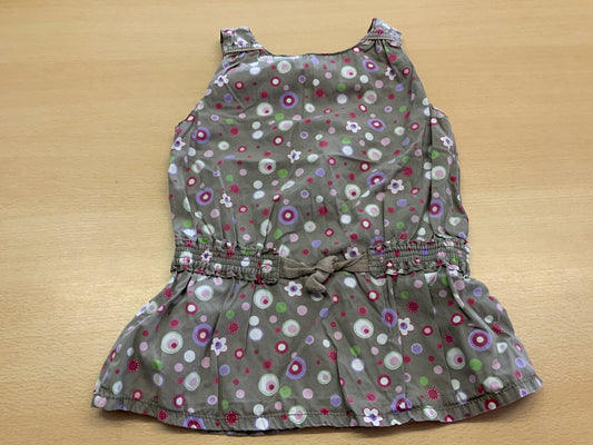 Kleid 80 Grau mit bunten Mustern