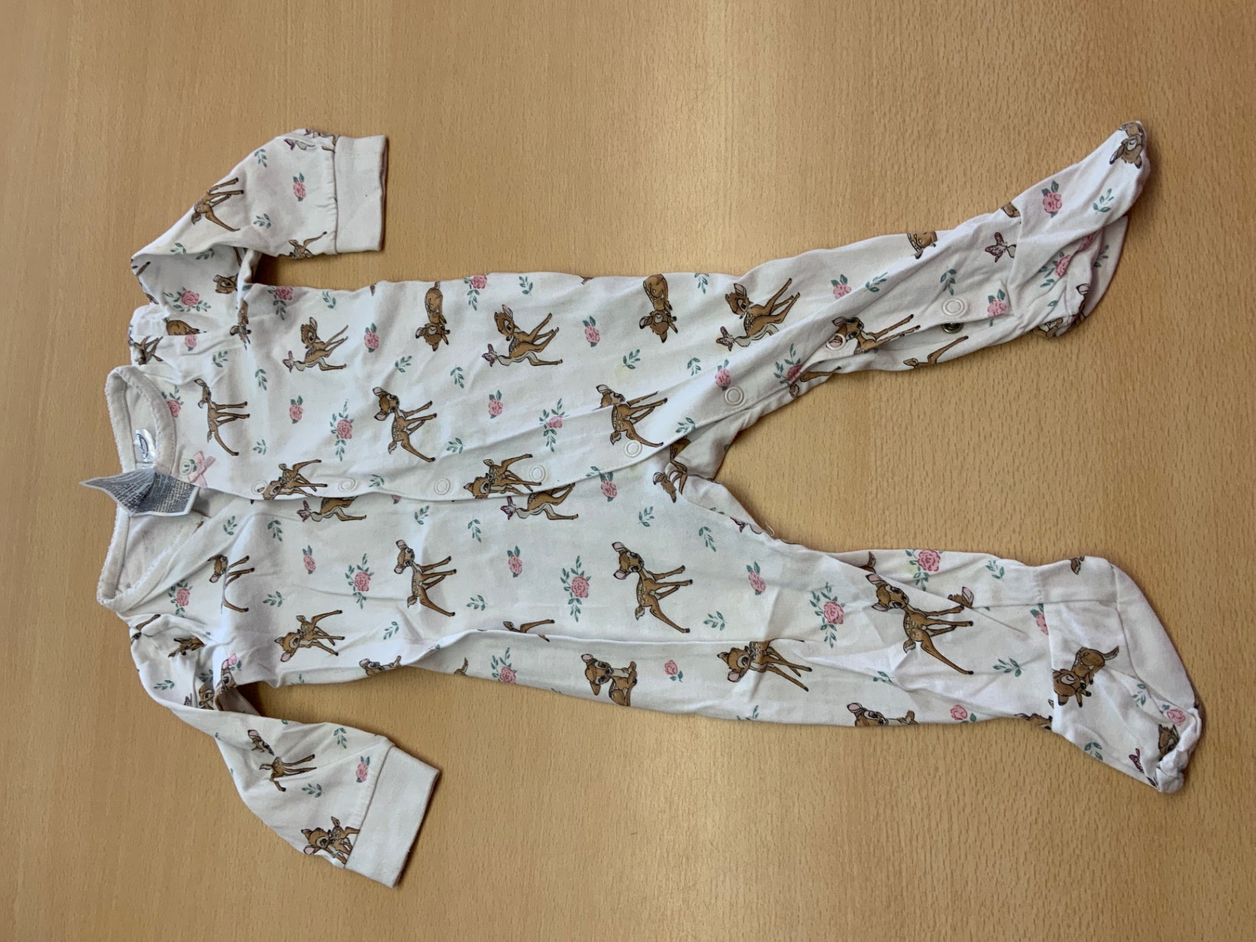  Babystrampler 74 Weiß mit braunen Hunden und pinken Blumen