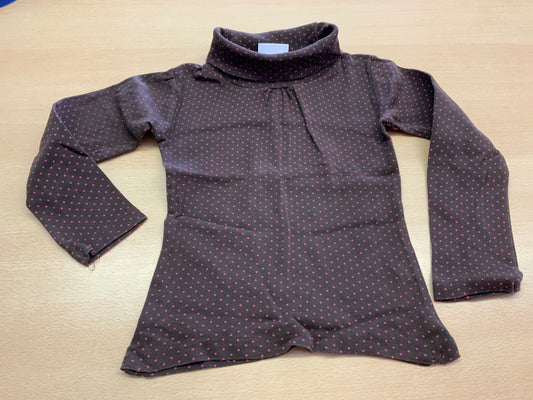 Rollkragen-Pullover 116 Dunkelgrau mit pinken Punkten