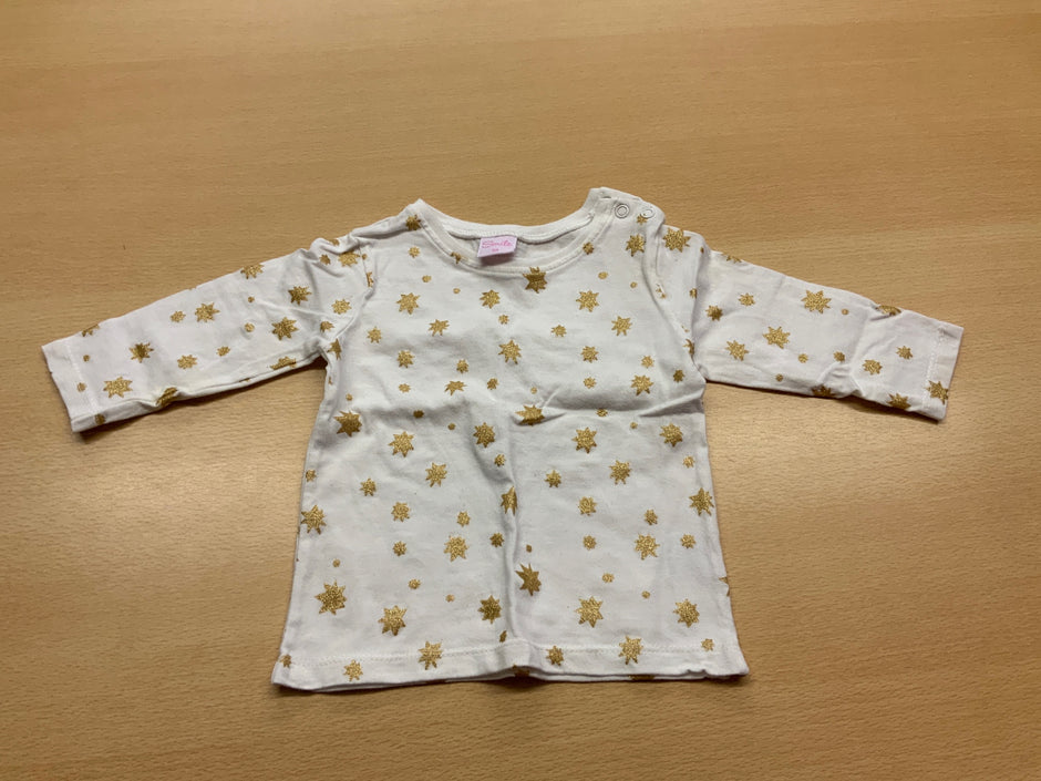 Smile Pulli 68 Weiß mit goldenen Sternen