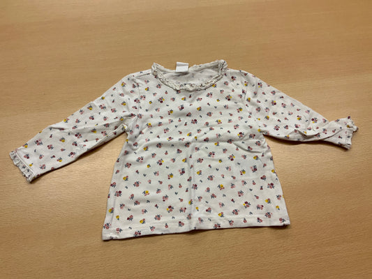 Pulli 68 Weiß mit buntem Blumenmuster