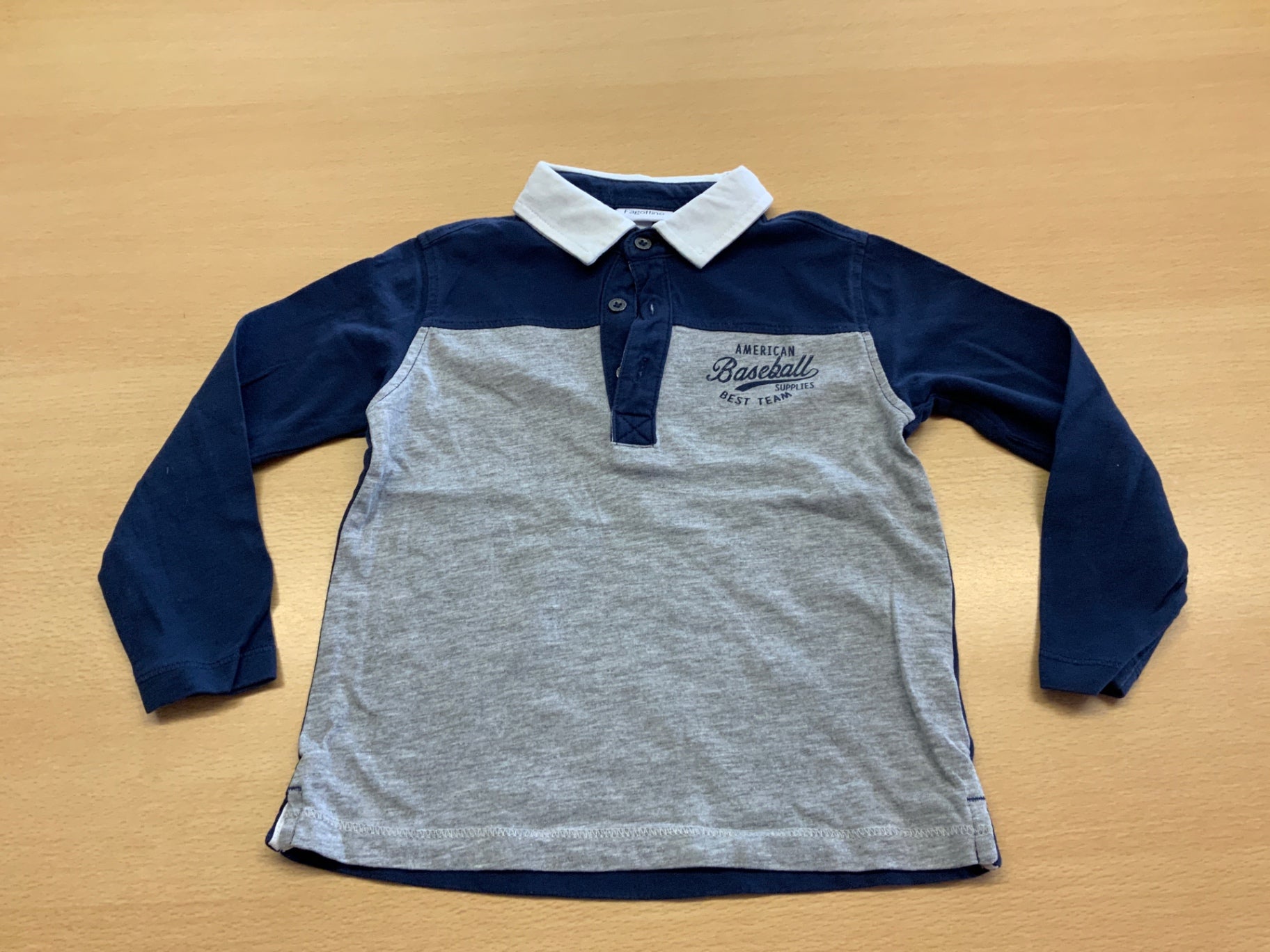 Poloshirt langarm 92 Grau und Dunkelblau