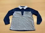 Poloshirt langarm 92 Grau und Dunkelblau