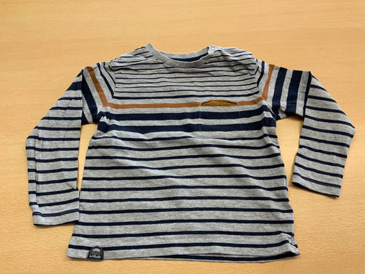 Langarmshirt 92 Grau, Navyblau, Braun