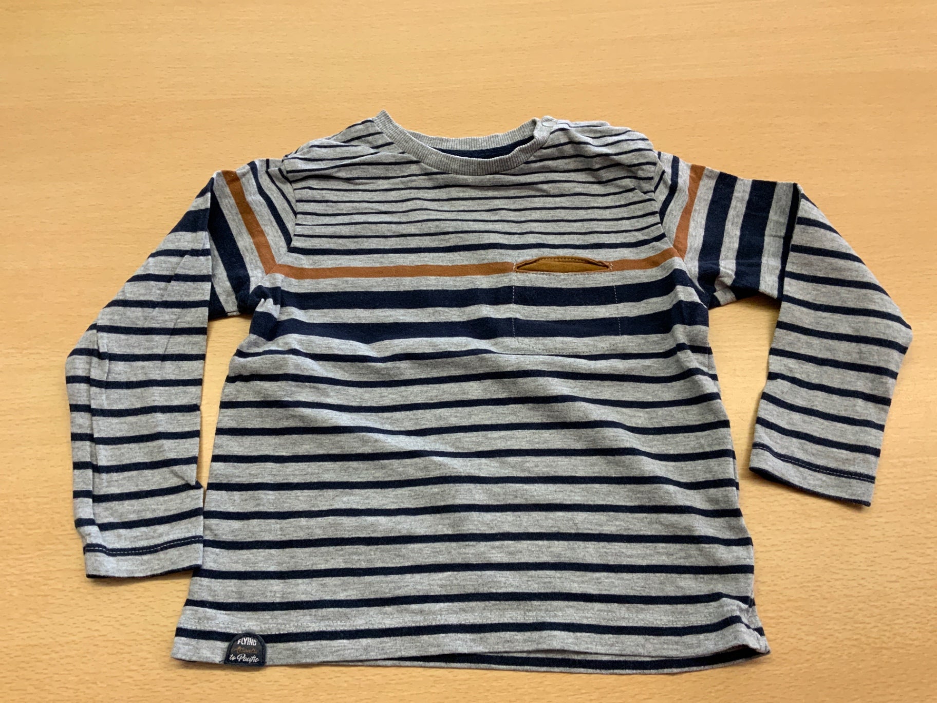 Langarmshirt 92 Grau, Navyblau, Braun