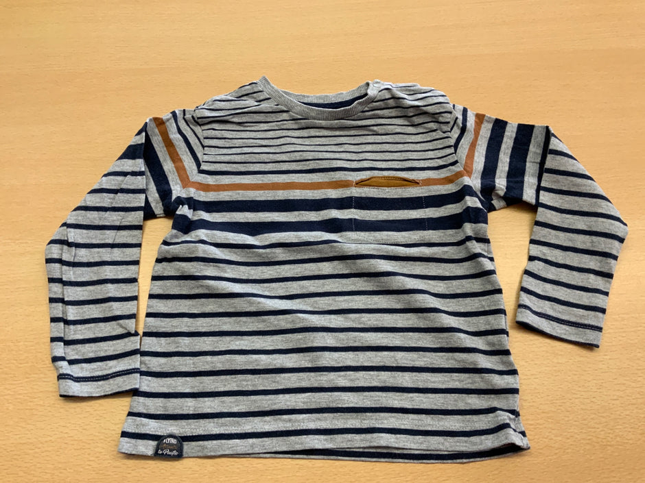 Langarmshirt 92 Grau, Navyblau, Braun