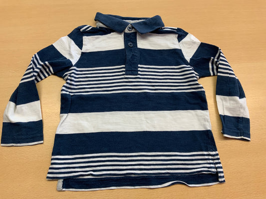 Poloshirt langarm 92 Blau und Weiß
