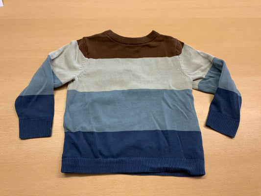 Pullover 98/104 Blau, Creme, Braun