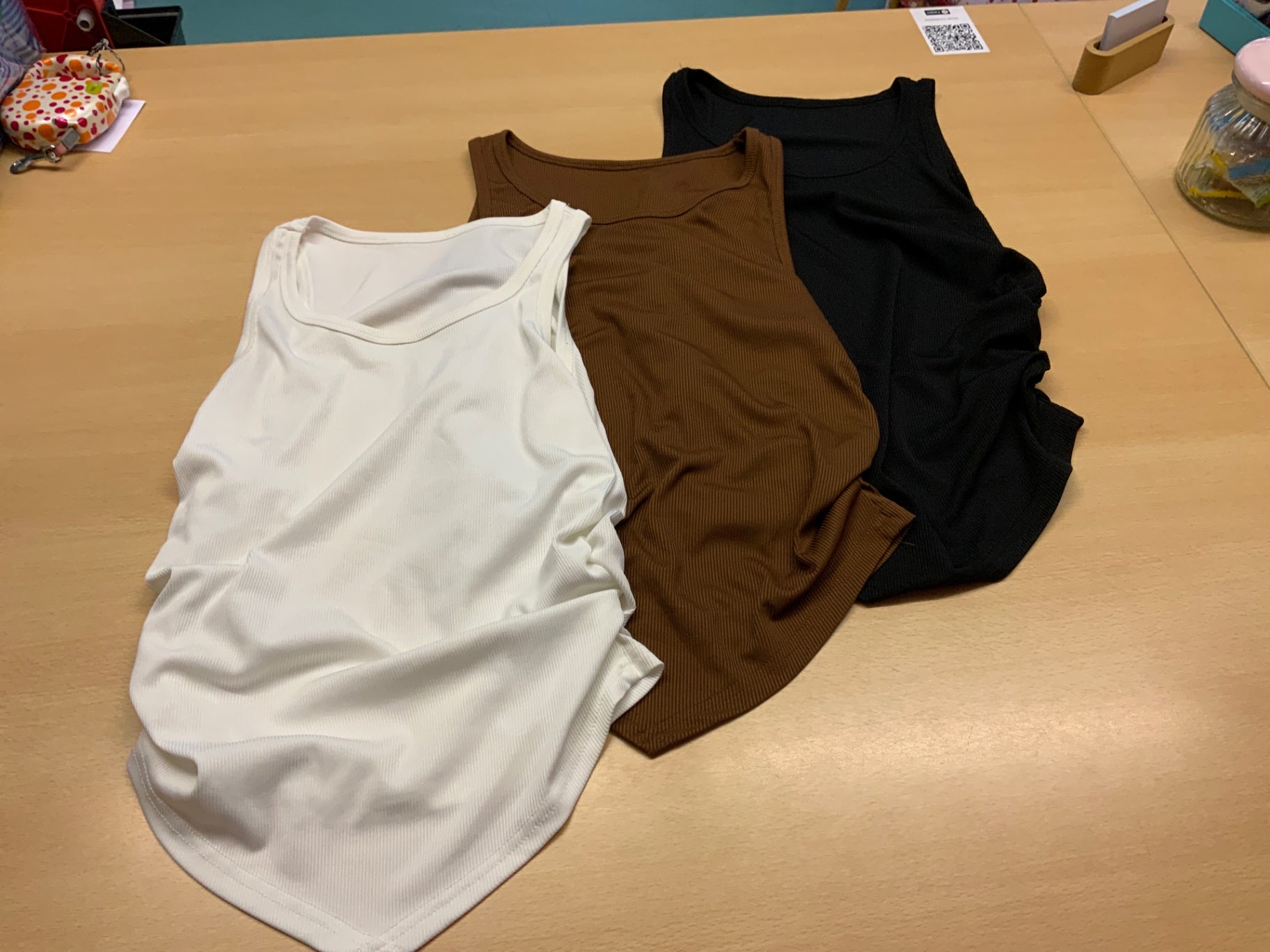 Tanktop 3er Set L Weiß, Braun, Schwarz