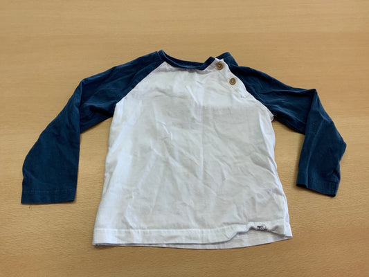  Langarmshirt 92 Weiß und Marineblau
