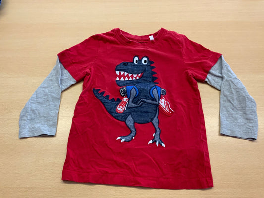 Langarm-T-Shirt 122 Rot und Grau