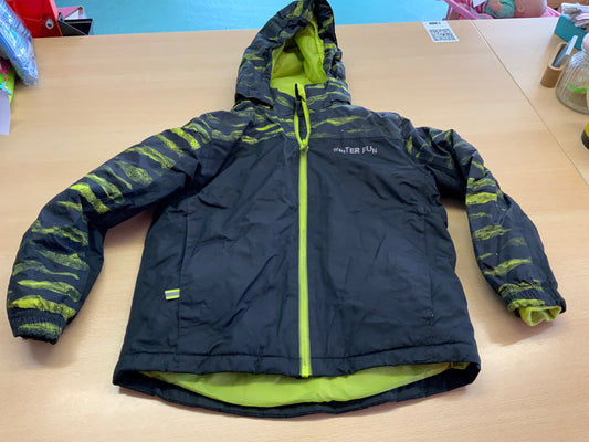  Winterjacke 122/128 Dunkelblau und Neongelb