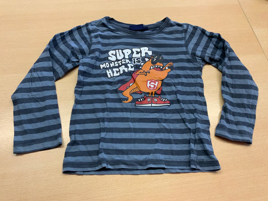  Langarmshirt 110 Grau und Schwarz gestreift