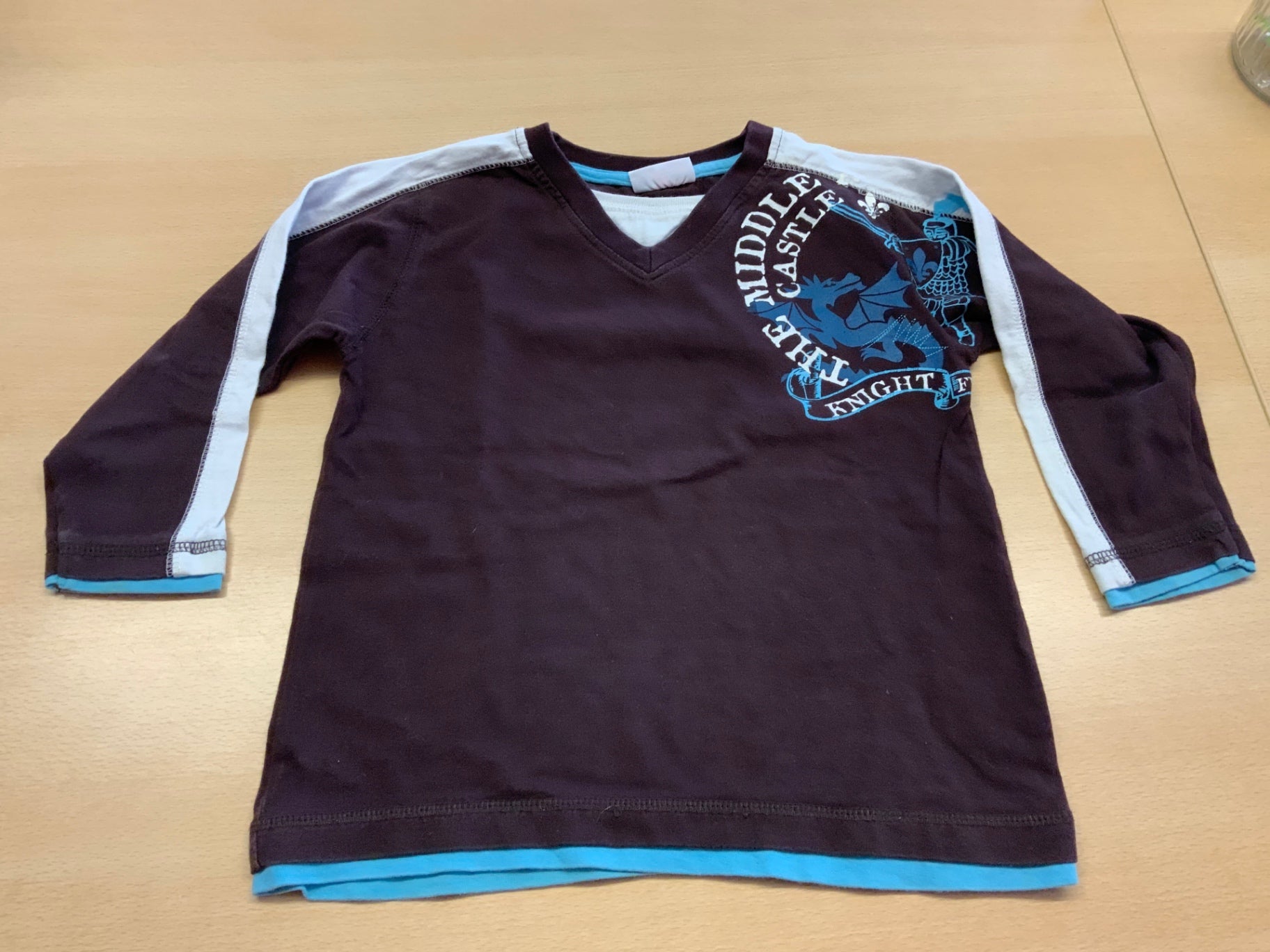 Nicht spezifiziert Langarmshirt 110 Dunkelbraun und Weiß