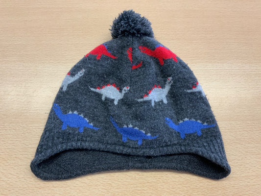 Mütze 50/51 Grau mit rotem, weißem und blauem Dinosaurier-Design