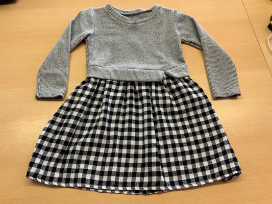 Kleid 104 Grau, Schwarz, Weiß